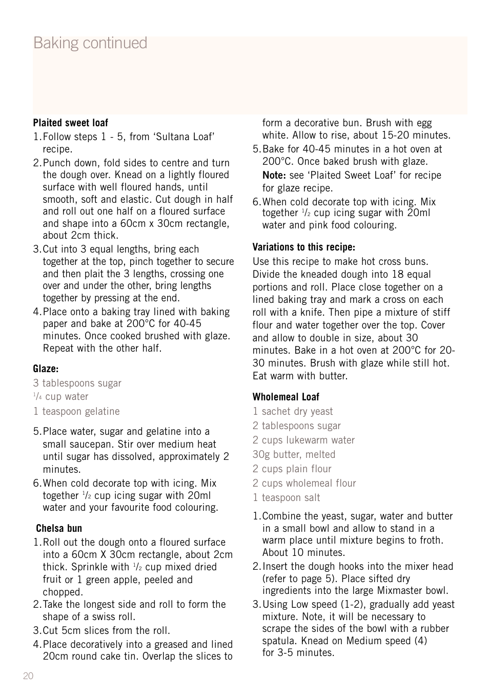Baking continued | Sunbeam MX8800 User Manual | Page 22 / 39