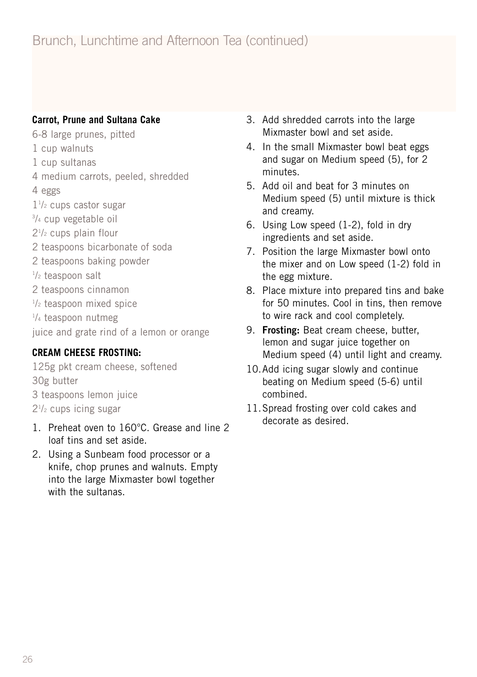 Brunch, lunchtime and afternoon tea (continued) | Sunbeam MX8800 User Manual | Page 28 / 39