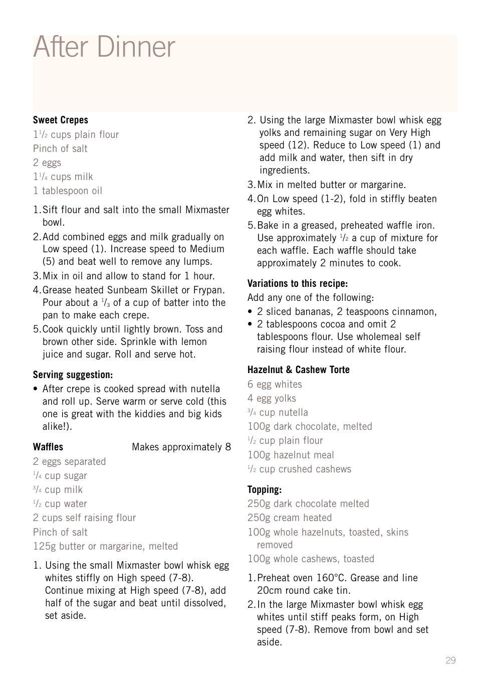 After dinner | Sunbeam MX8800 User Manual | Page 31 / 39