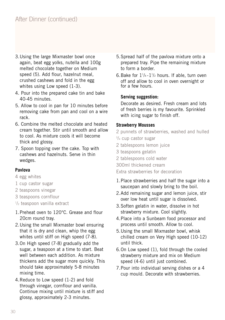 After dinner (continued) | Sunbeam MX8800 User Manual | Page 32 / 39