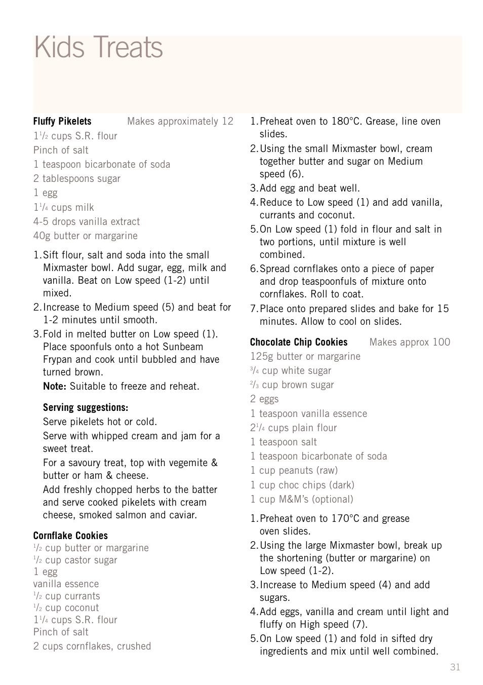 Kids treats | Sunbeam MX8800 User Manual | Page 33 / 39