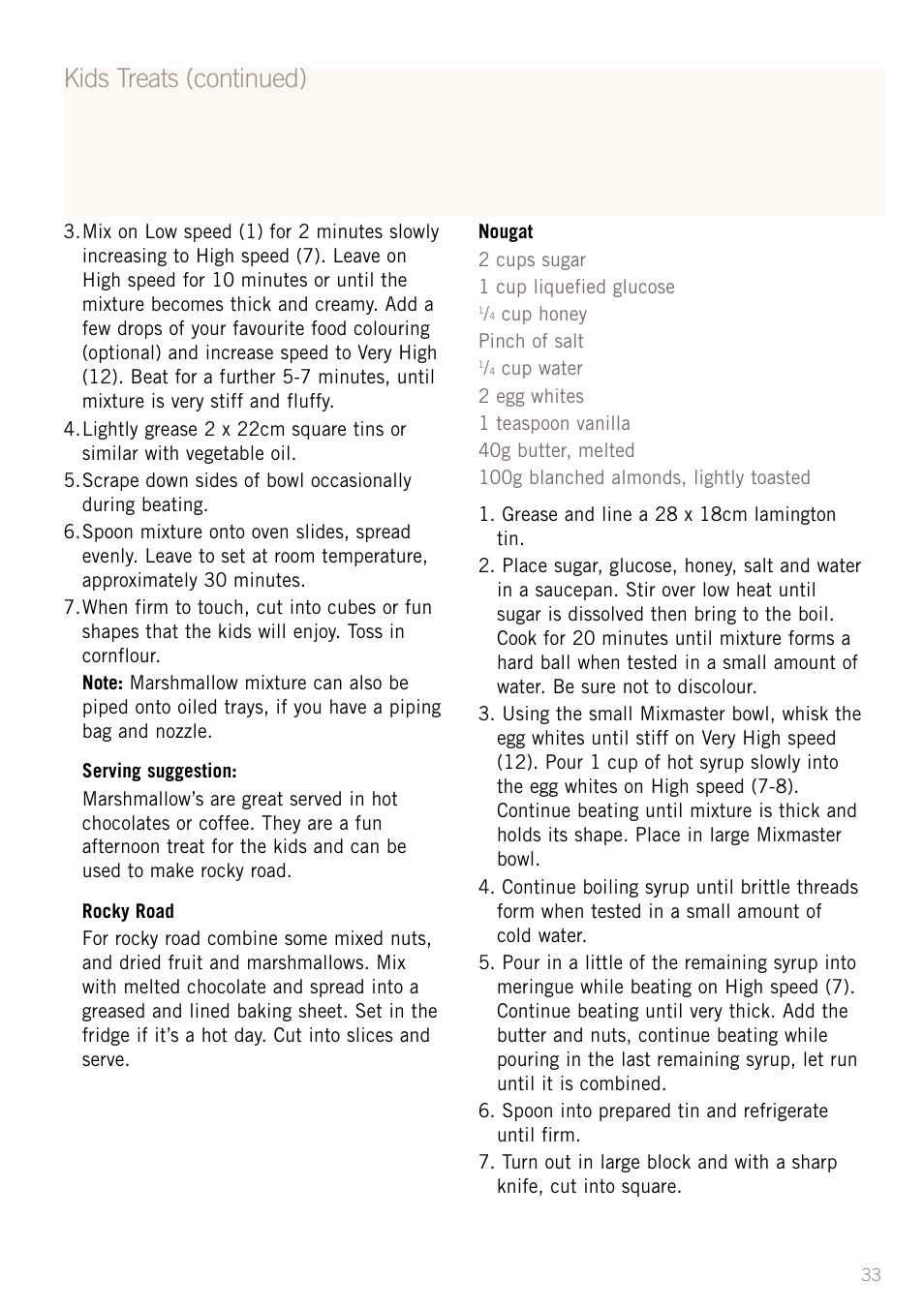 Kids treats (continued) | Sunbeam MX8800 User Manual | Page 35 / 39