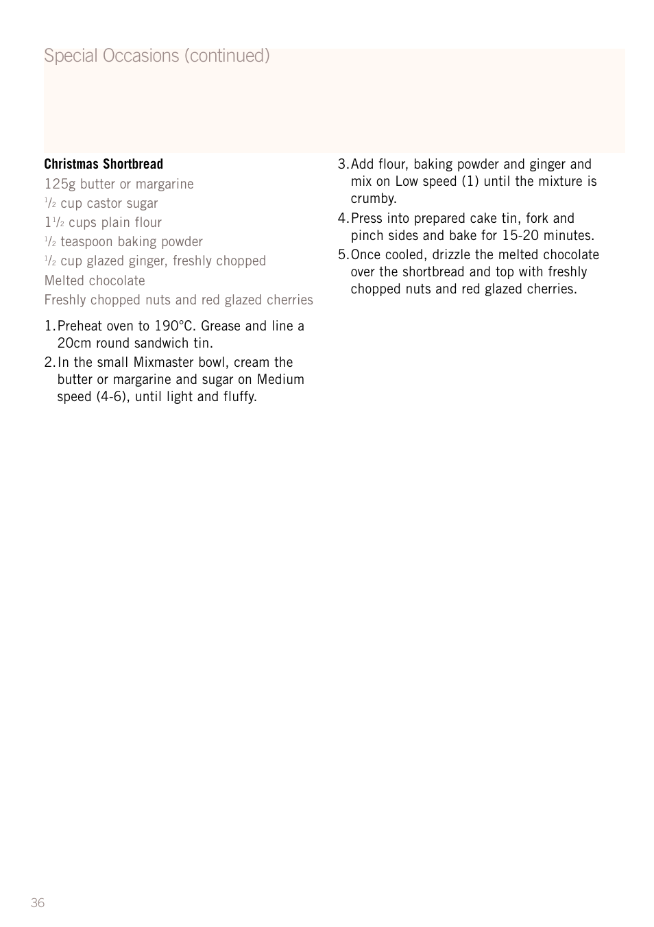 Special occasions (continued) | Sunbeam MX8800 User Manual | Page 38 / 39
