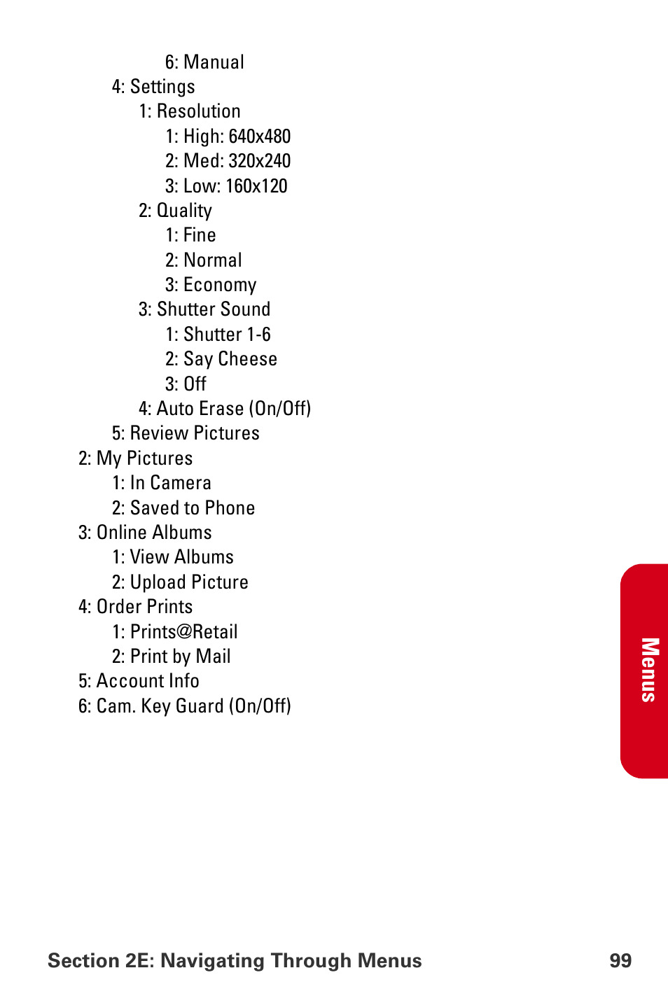 Me nus | Samsung A840 User Manual | Page 111 / 273