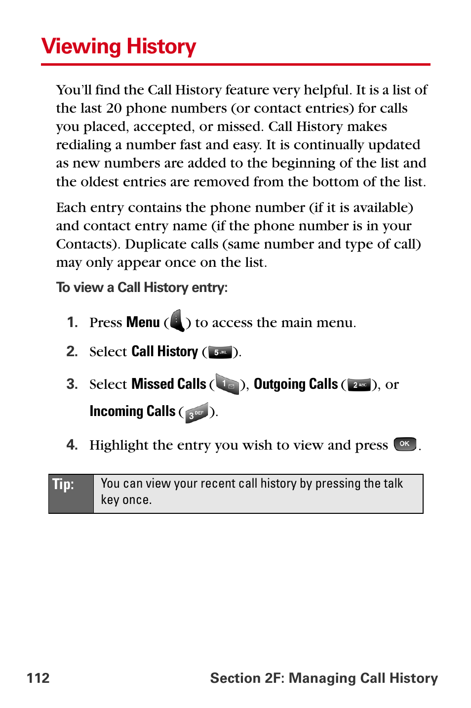 Viewing history | Samsung A840 User Manual | Page 124 / 273