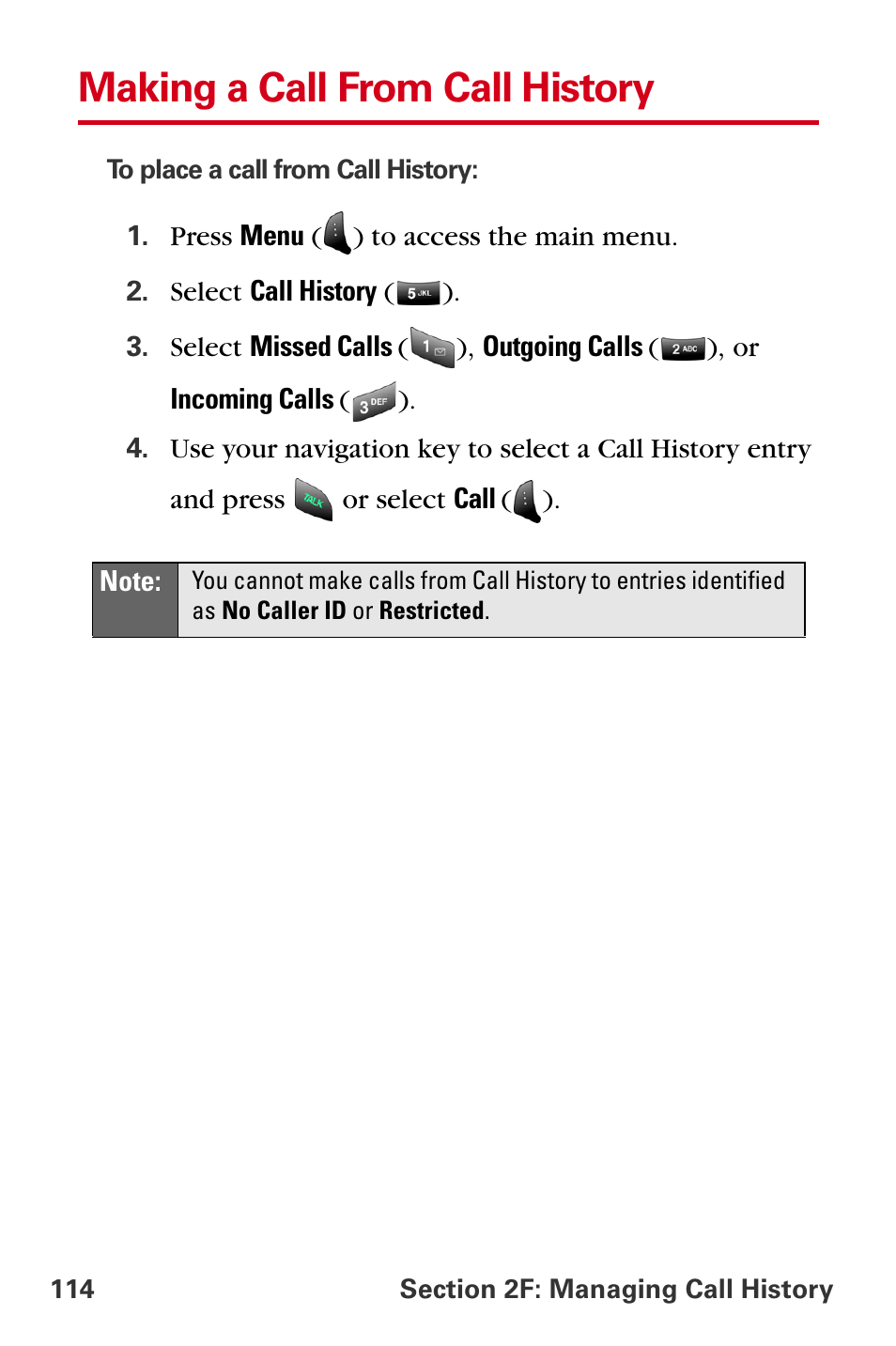 Making a call from call history | Samsung A840 User Manual | Page 126 / 273