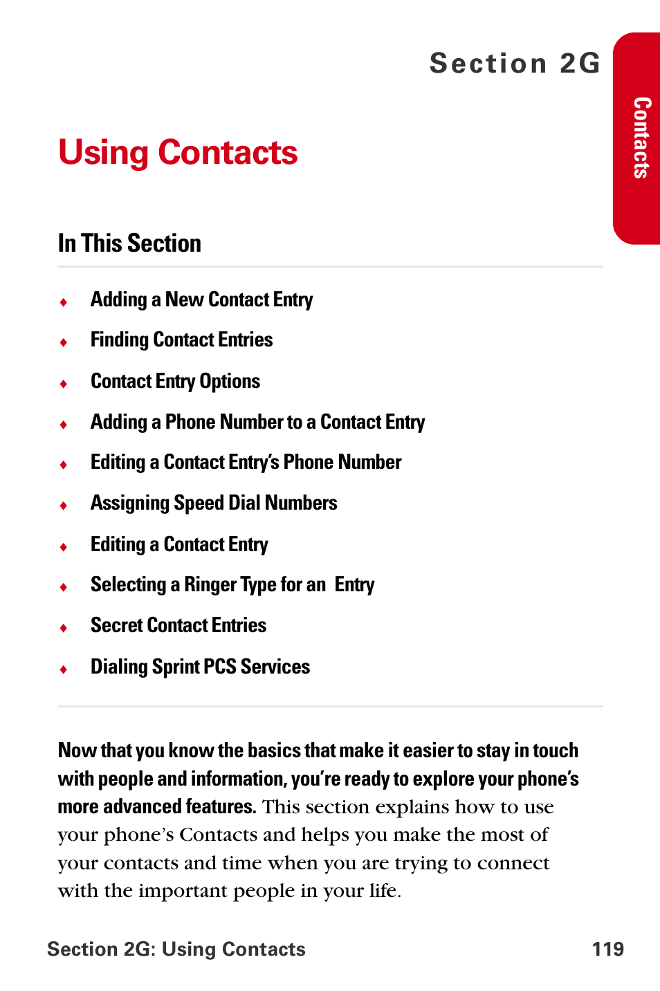 Using contacts, 2g. using contacts, Cont act s | Samsung A840 User Manual | Page 131 / 273