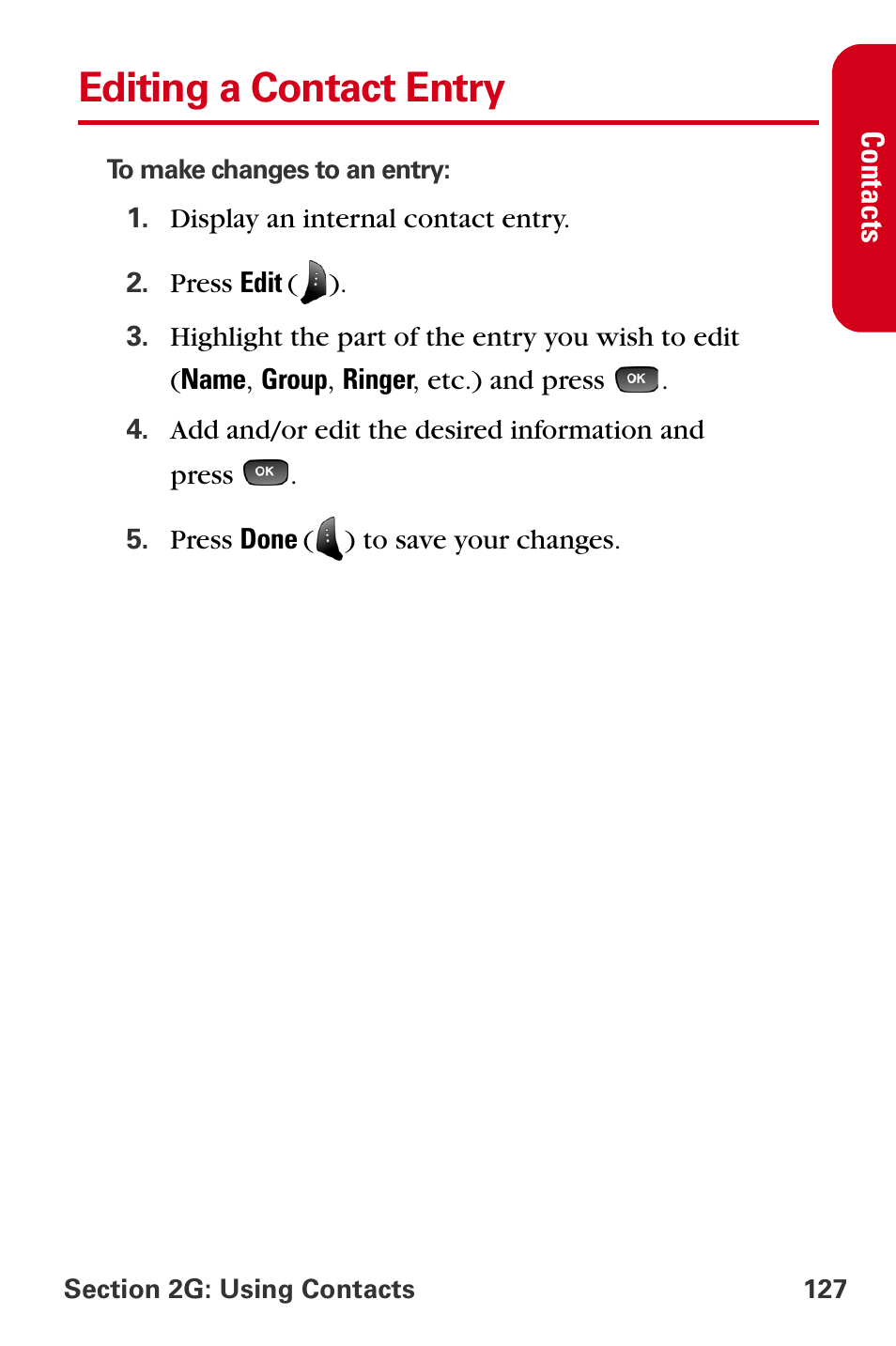 Editing a contact entry | Samsung A840 User Manual | Page 139 / 273