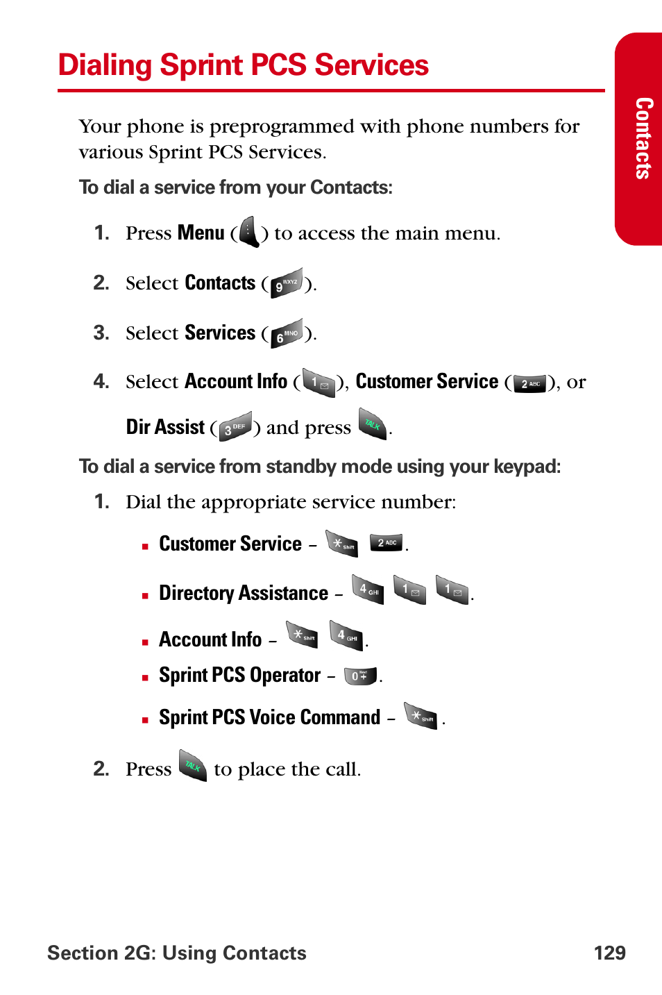 Dialing sprint pcs services | Samsung A840 User Manual | Page 141 / 273