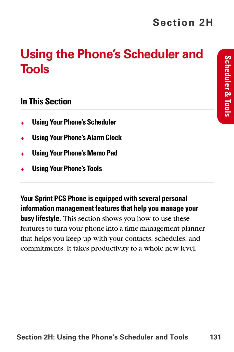 Using the phone’s scheduler and tools, 2h. using the phone’s scheduler and tools | Samsung A840 User Manual | Page 143 / 273