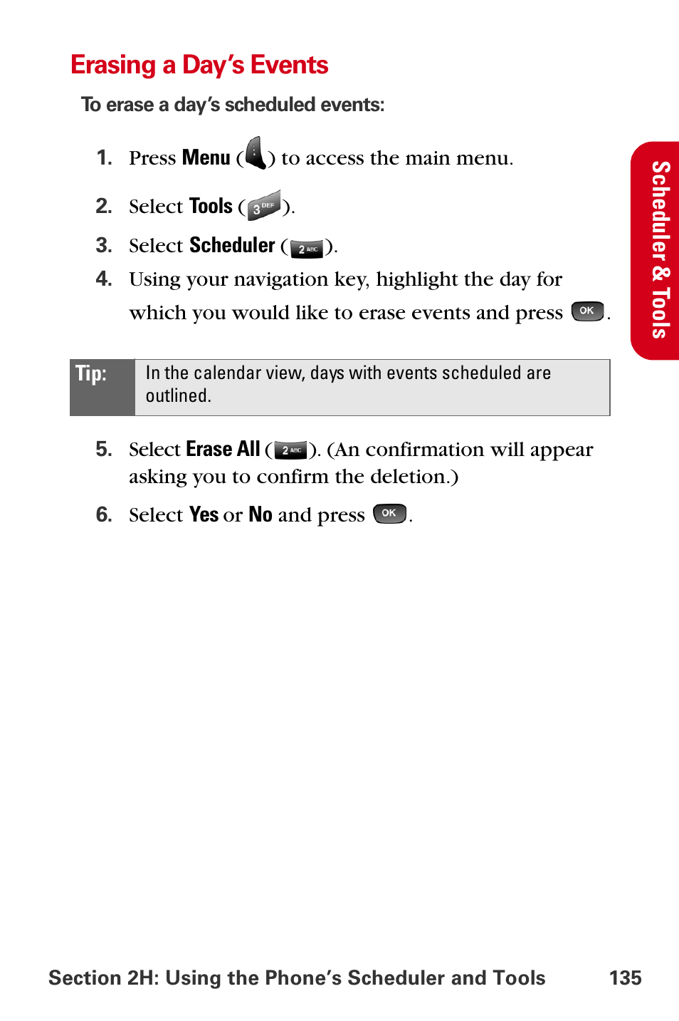 Erasing a day’s events | Samsung A840 User Manual | Page 147 / 273