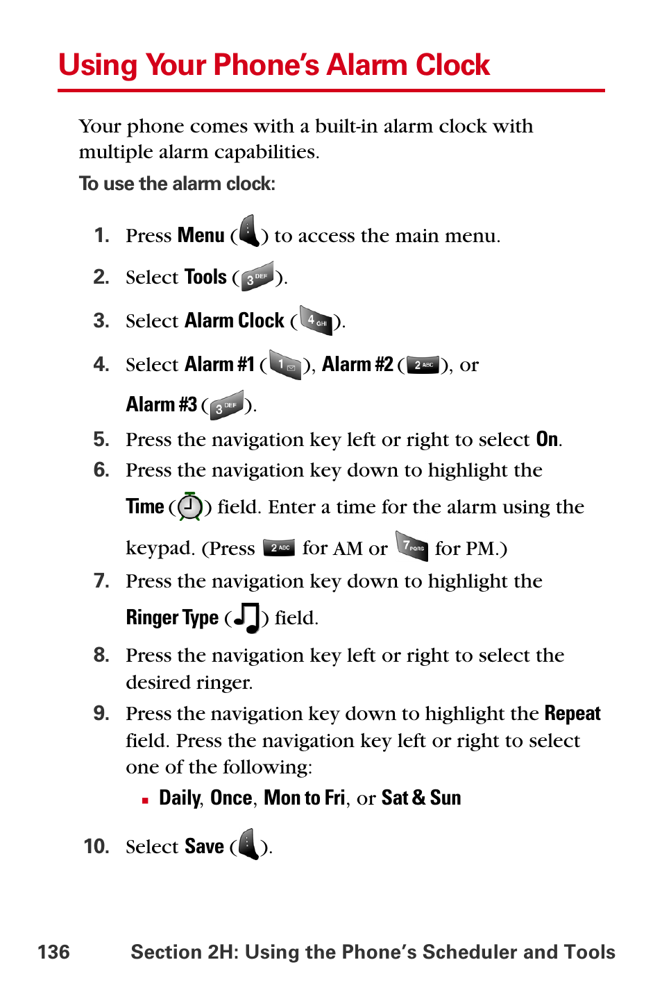 Using your phone’s alarm clock | Samsung A840 User Manual | Page 148 / 273