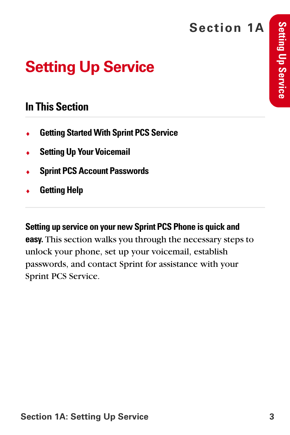 Setting up service, 1a. setting up service | Samsung A840 User Manual | Page 15 / 273