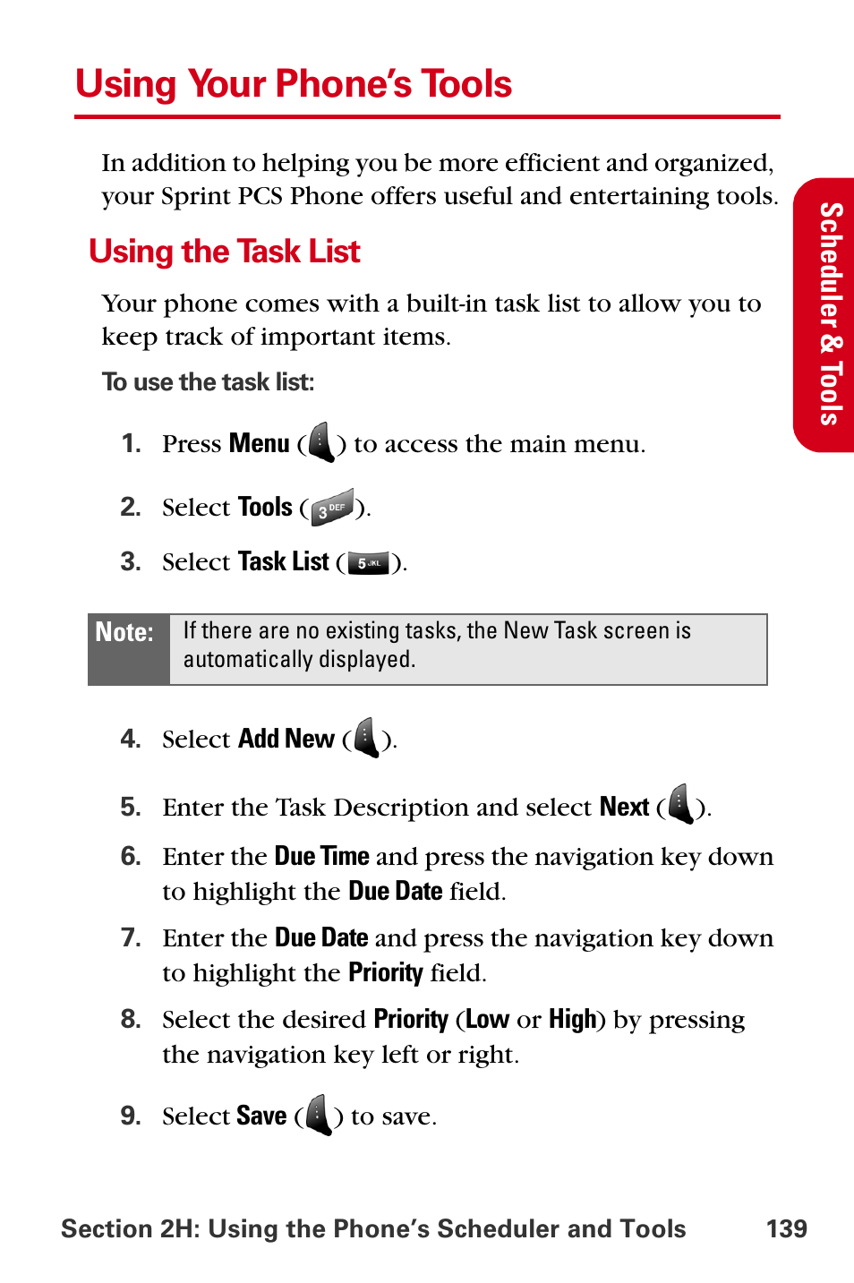 Using your phone’s tools, Using the task list | Samsung A840 User Manual | Page 151 / 273