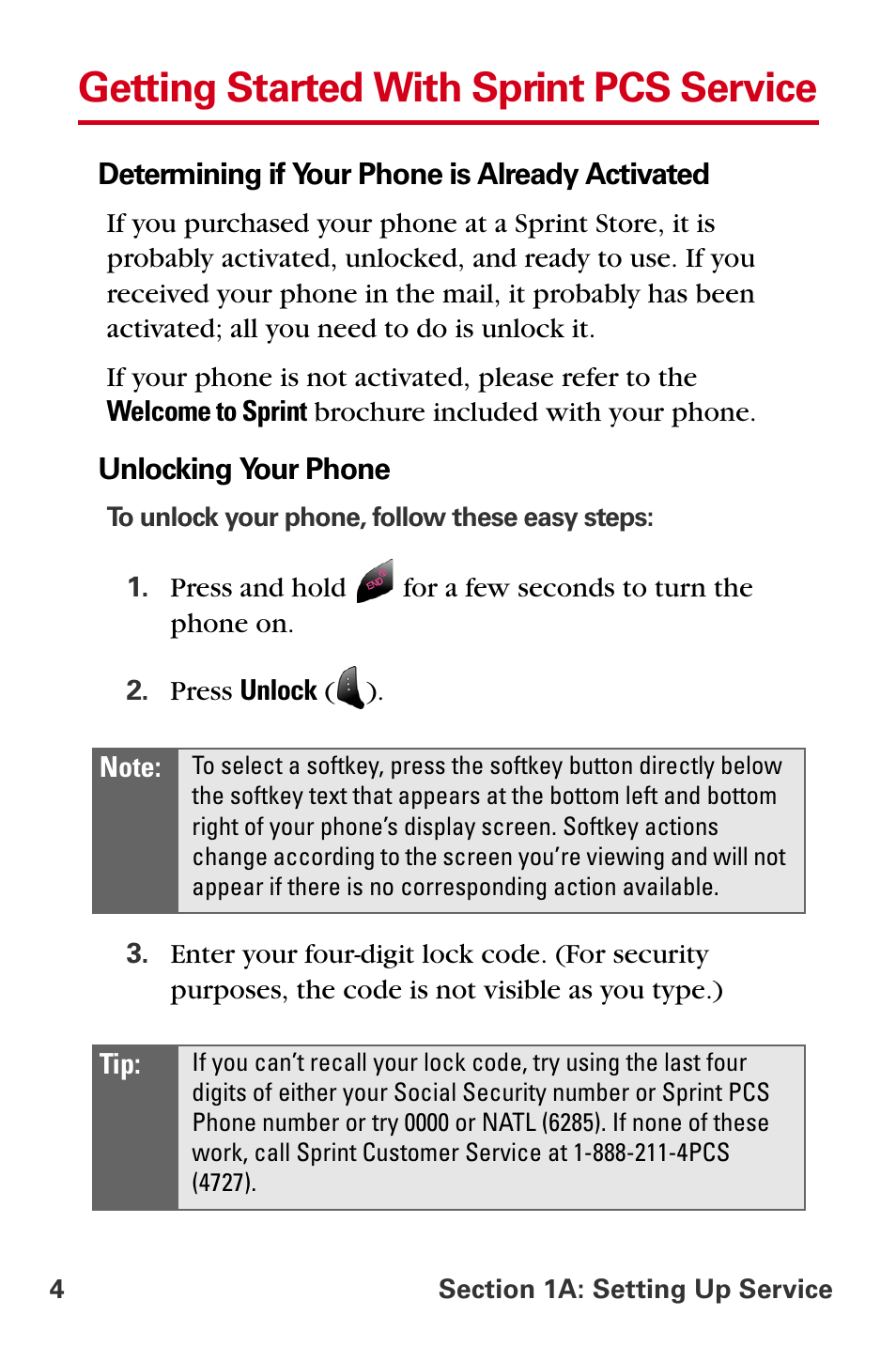 Getting started with sprint pcs service | Samsung A840 User Manual | Page 16 / 273
