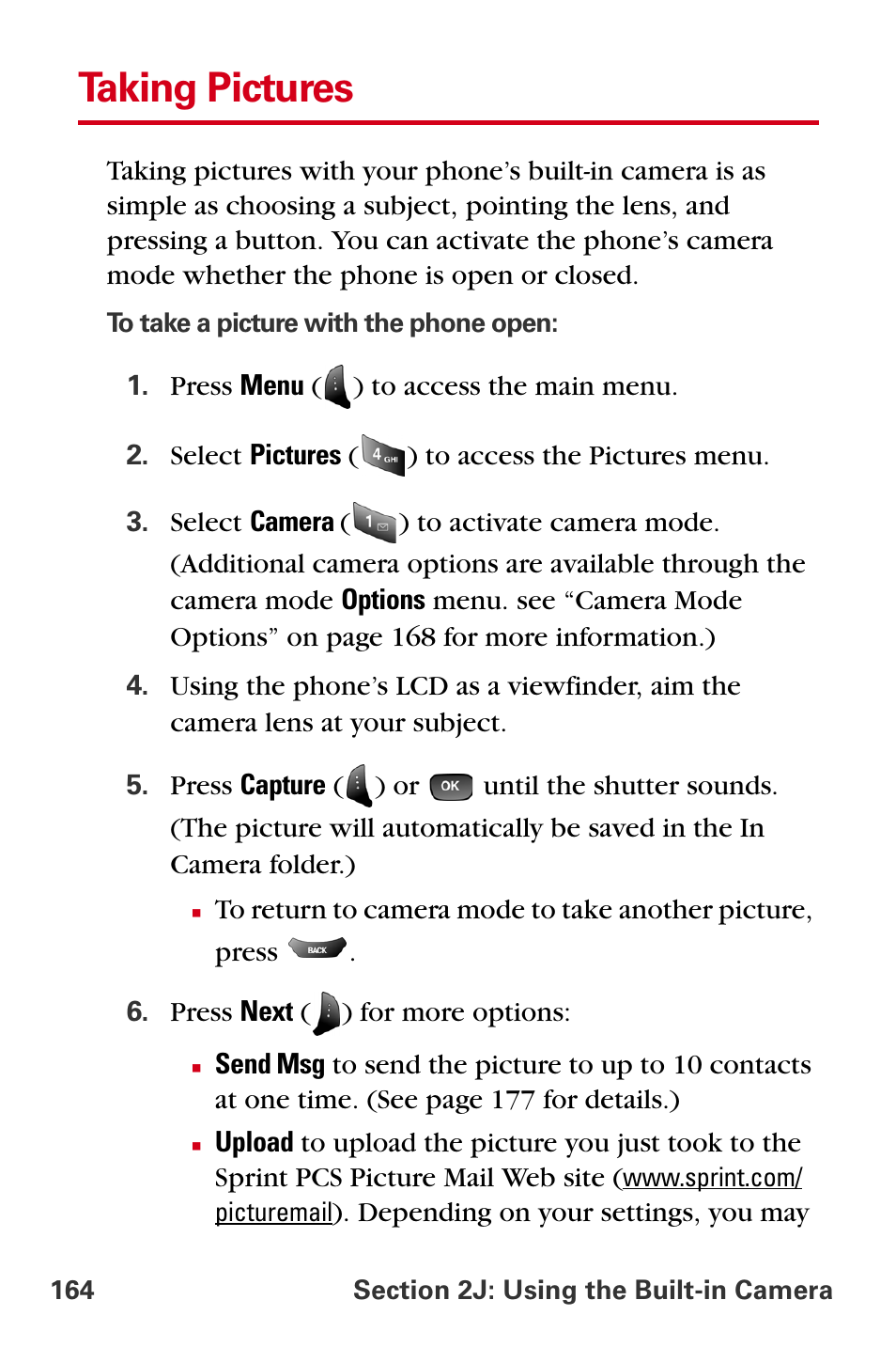 Taking pictures | Samsung A840 User Manual | Page 176 / 273