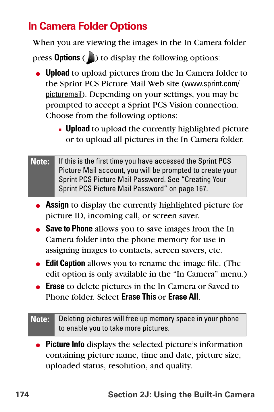 In camera folder options | Samsung A840 User Manual | Page 186 / 273