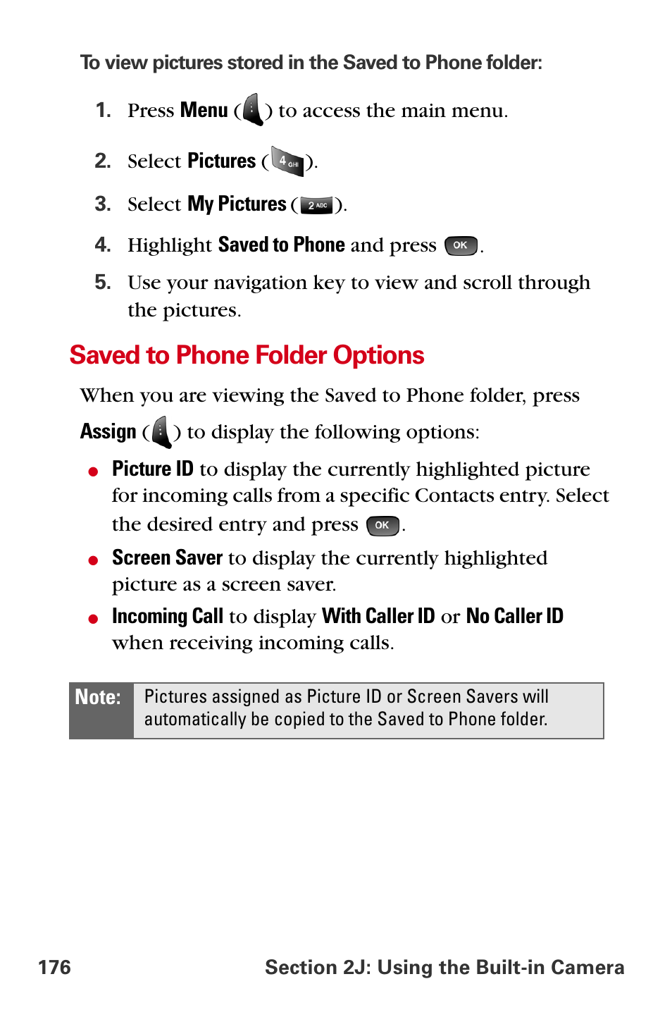 Saved to phone folder options | Samsung A840 User Manual | Page 188 / 273