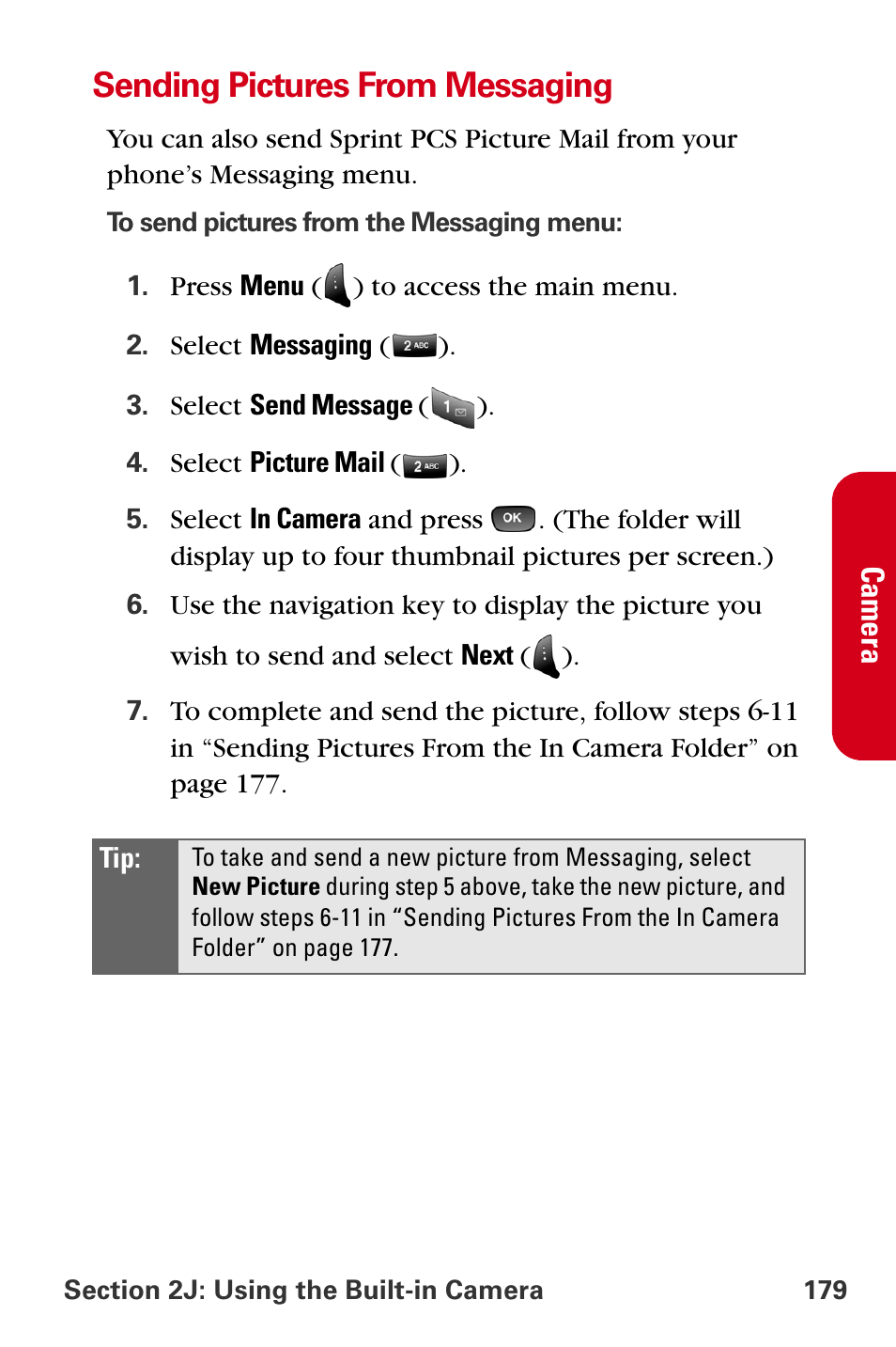 Sending pictures from messaging | Samsung A840 User Manual | Page 191 / 273