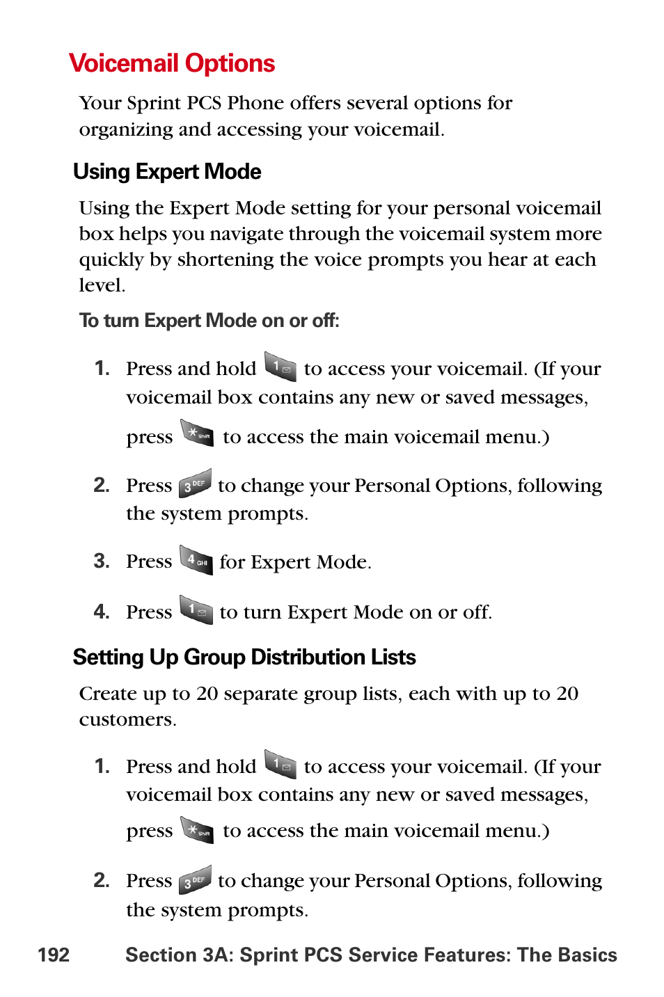 Voicemail options | Samsung A840 User Manual | Page 204 / 273