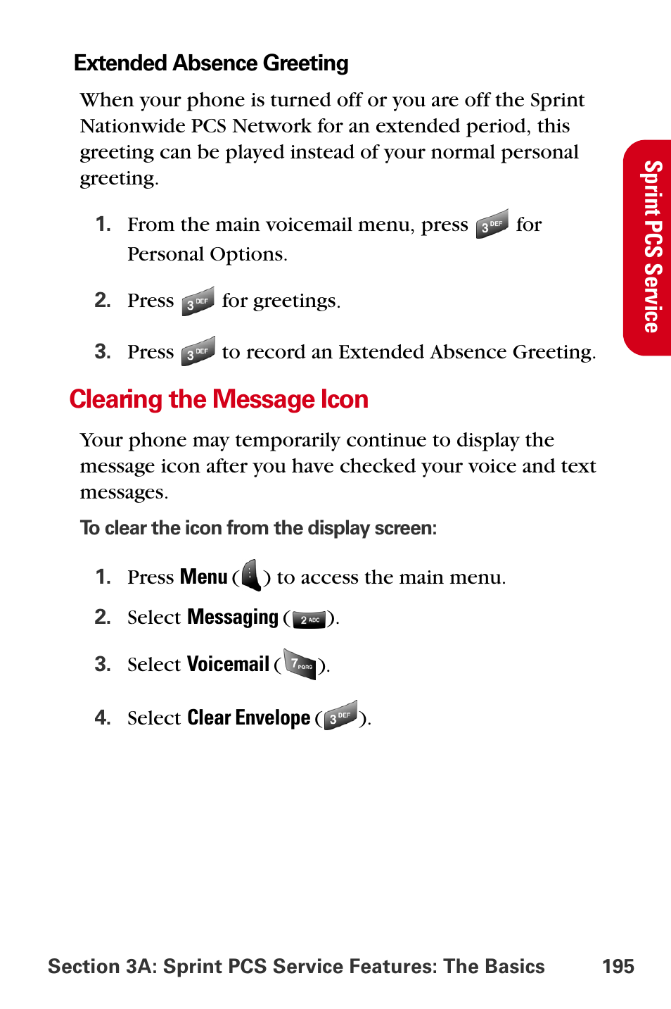 Clearing the message icon | Samsung A840 User Manual | Page 207 / 273