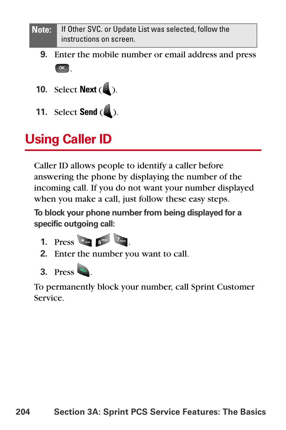 Using caller id | Samsung A840 User Manual | Page 216 / 273