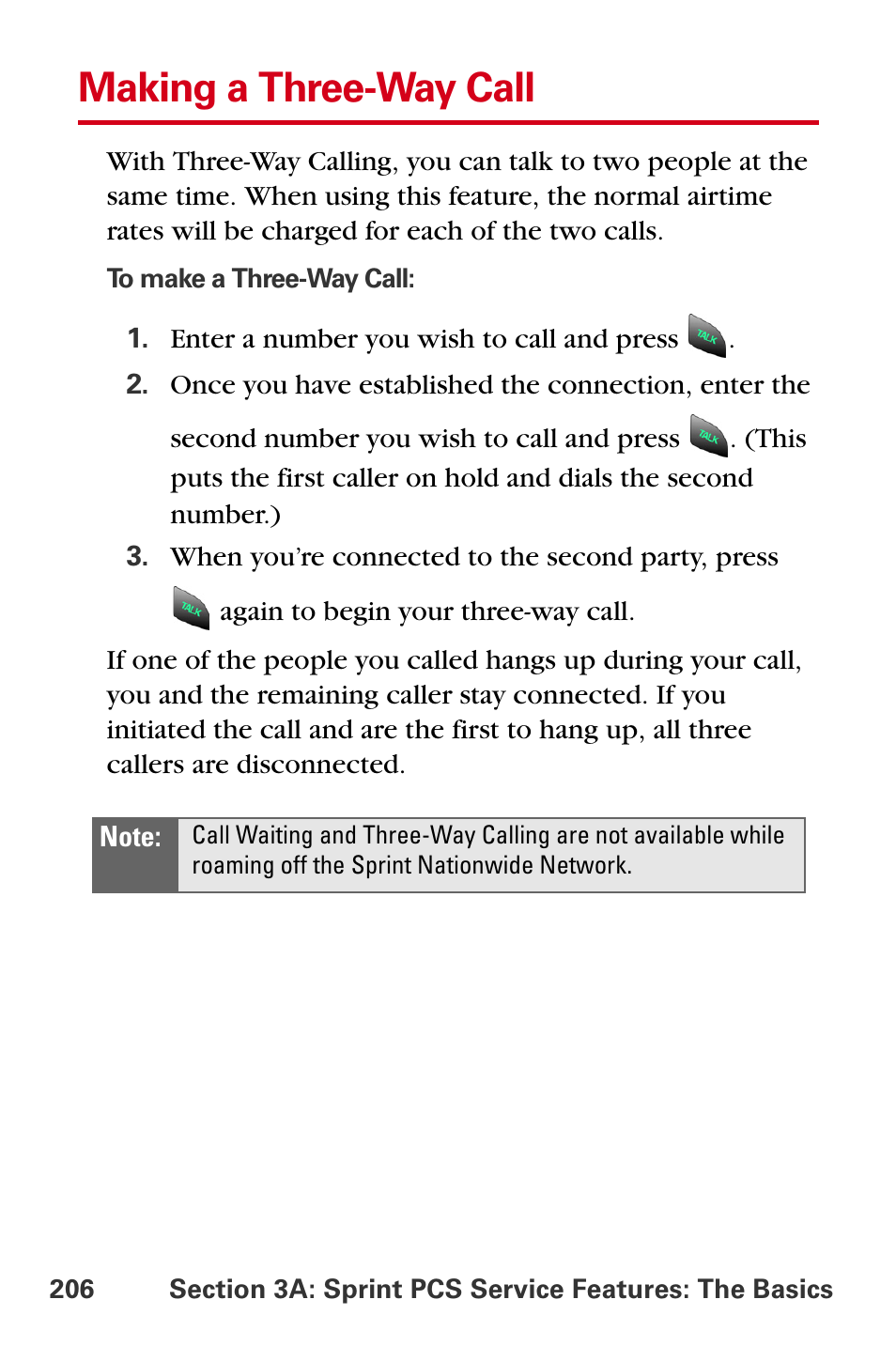 Making a three-way call | Samsung A840 User Manual | Page 218 / 273