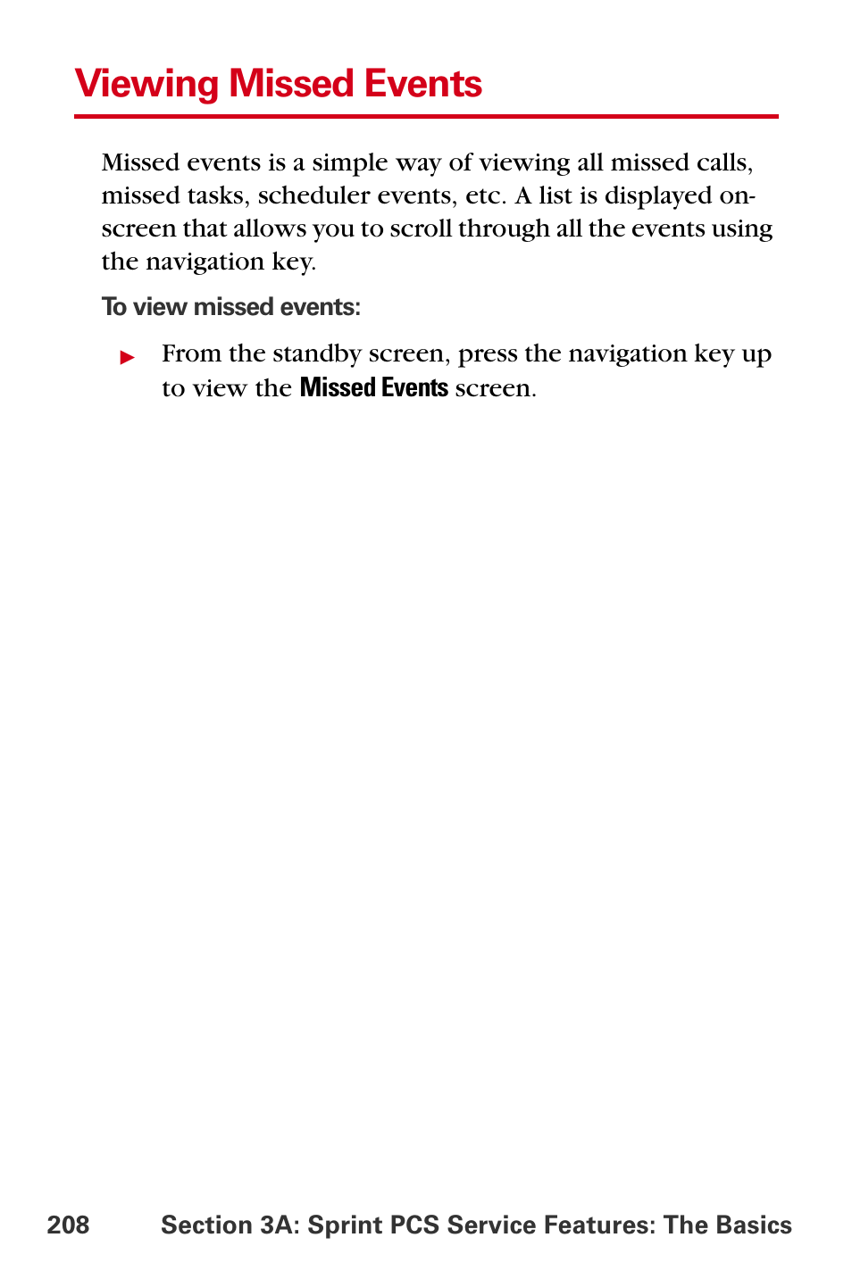 Viewing missed events | Samsung A840 User Manual | Page 220 / 273