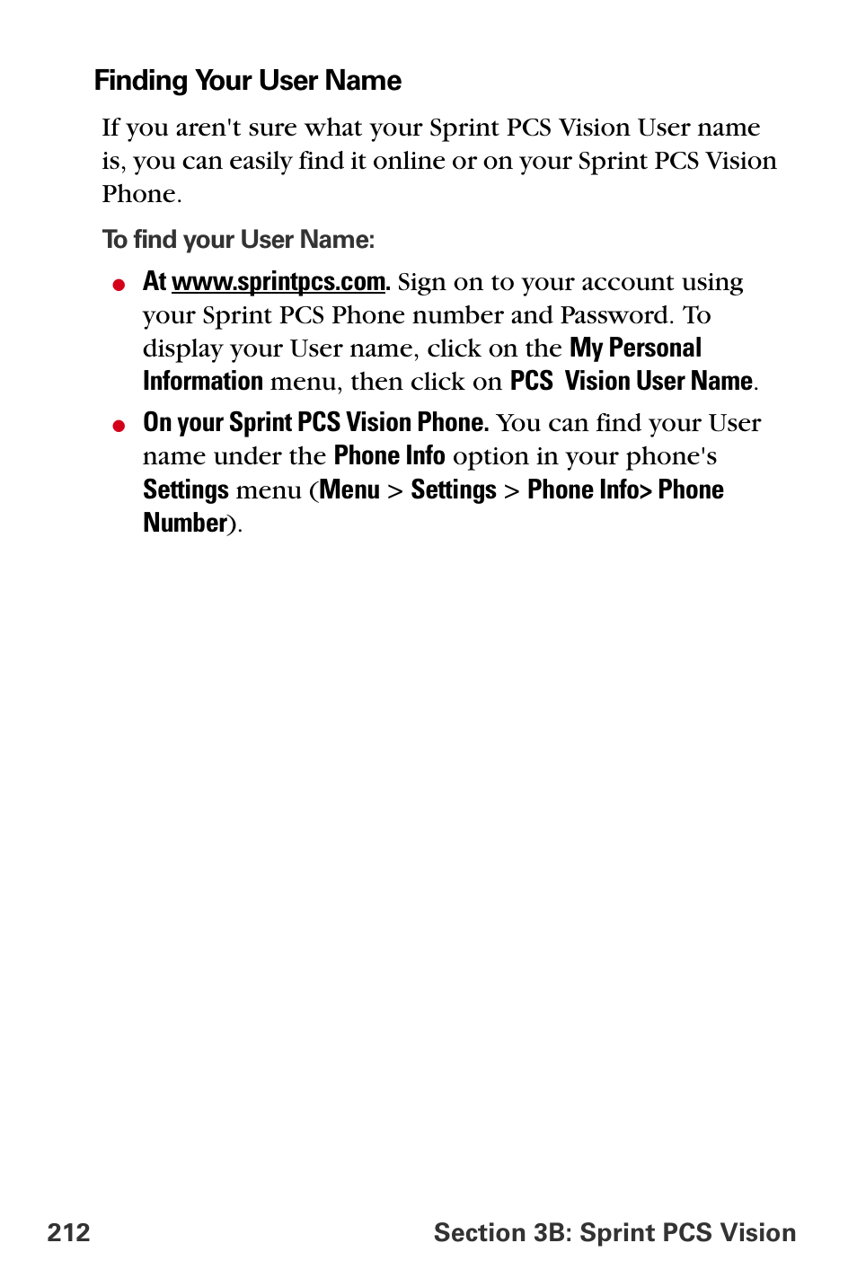 Finding your user name | Samsung A840 User Manual | Page 224 / 273