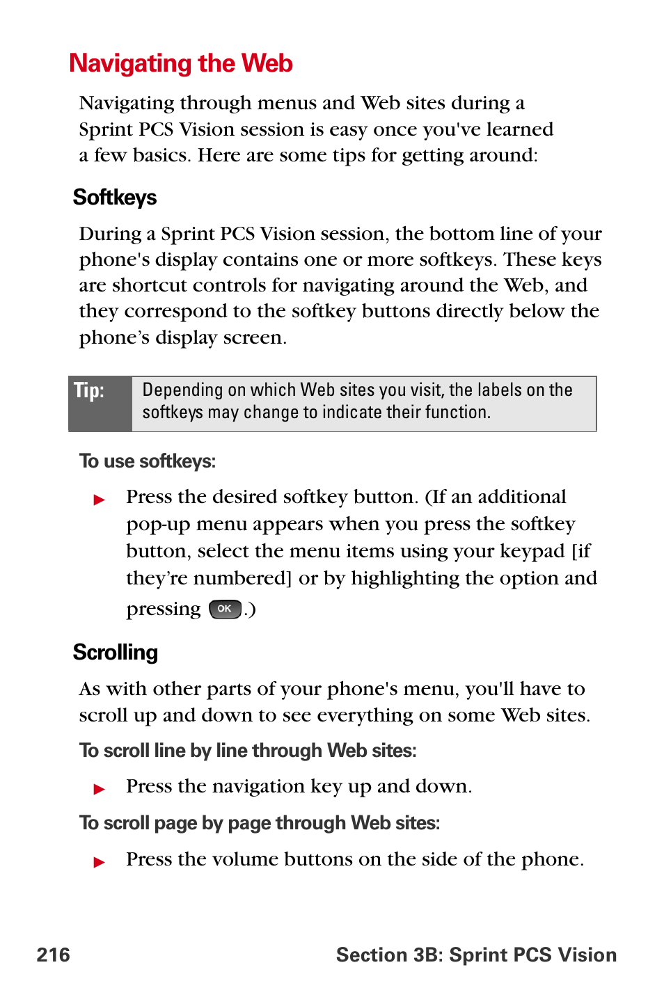 Navigating the web | Samsung A840 User Manual | Page 228 / 273