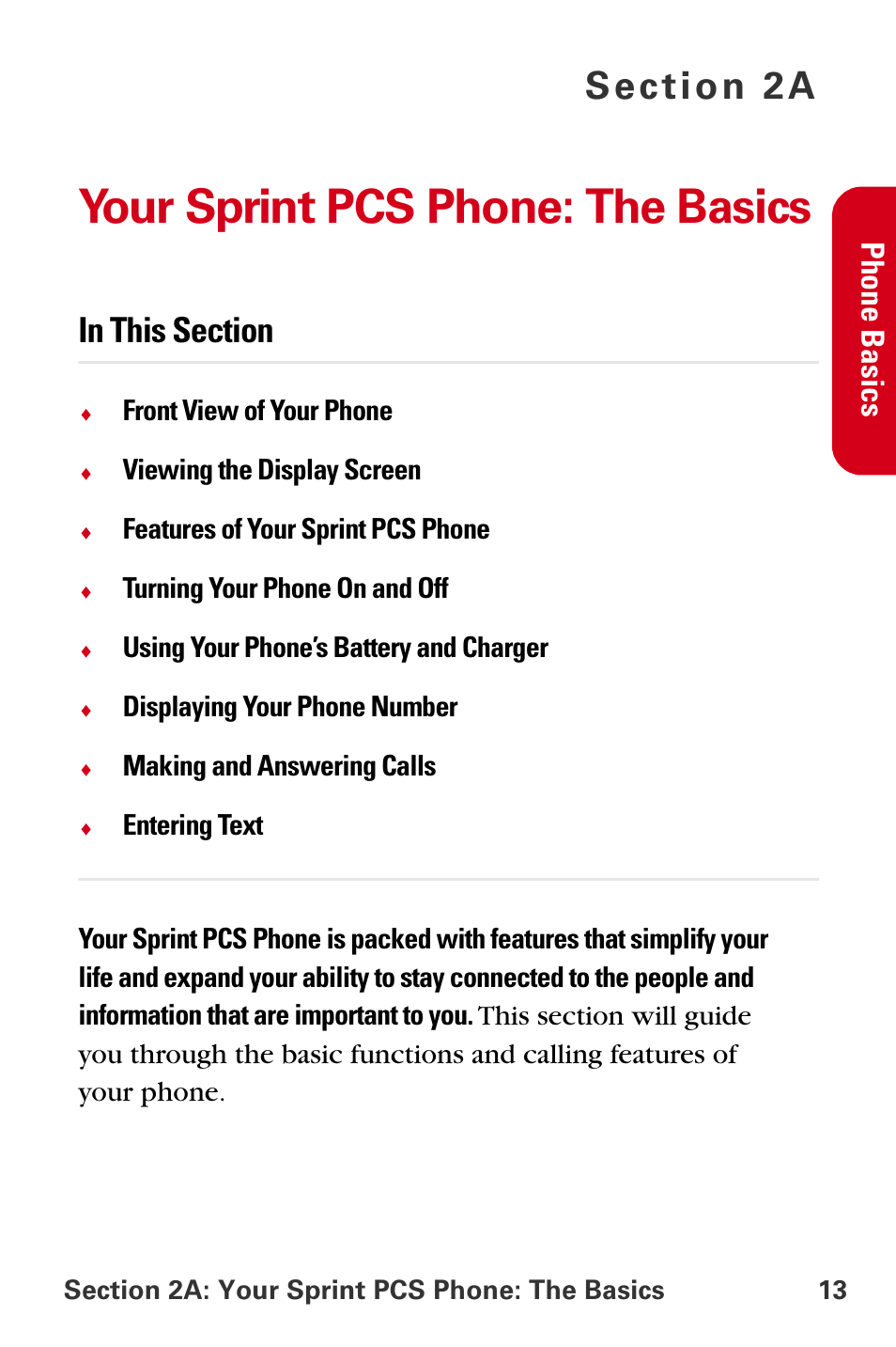 Your sprint pcs phone: the basics, 2a. your sprint pcs phone: the basics, Phone ba sics | Samsung A840 User Manual | Page 25 / 273