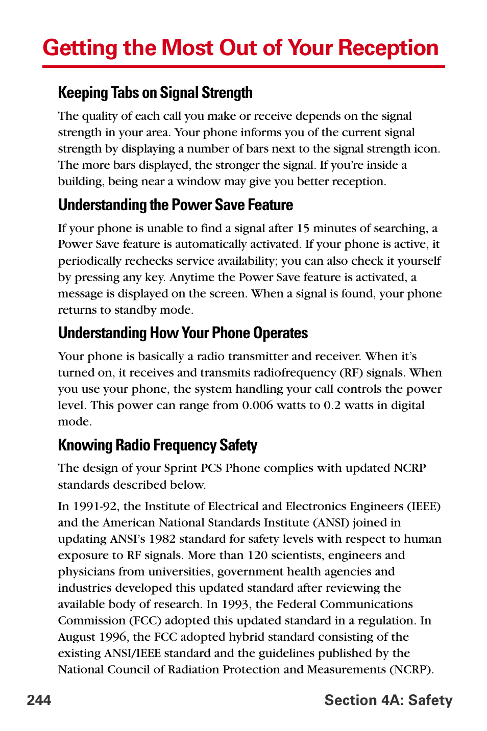 Getting the most out of your reception | Samsung A840 User Manual | Page 256 / 273