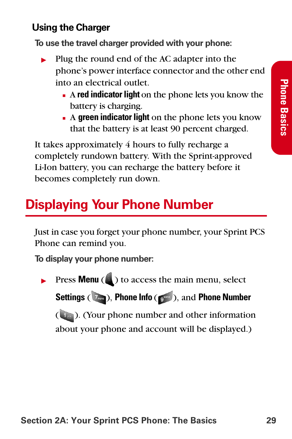 Displaying your phone number, Phone ba sics | Samsung A840 User Manual | Page 41 / 273