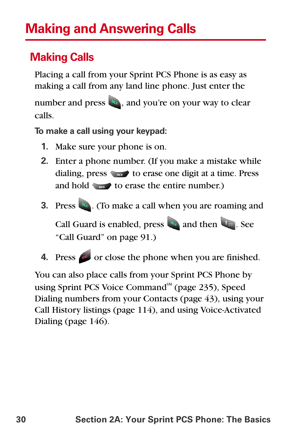 Making and answering calls, Making calls | Samsung A840 User Manual | Page 42 / 273