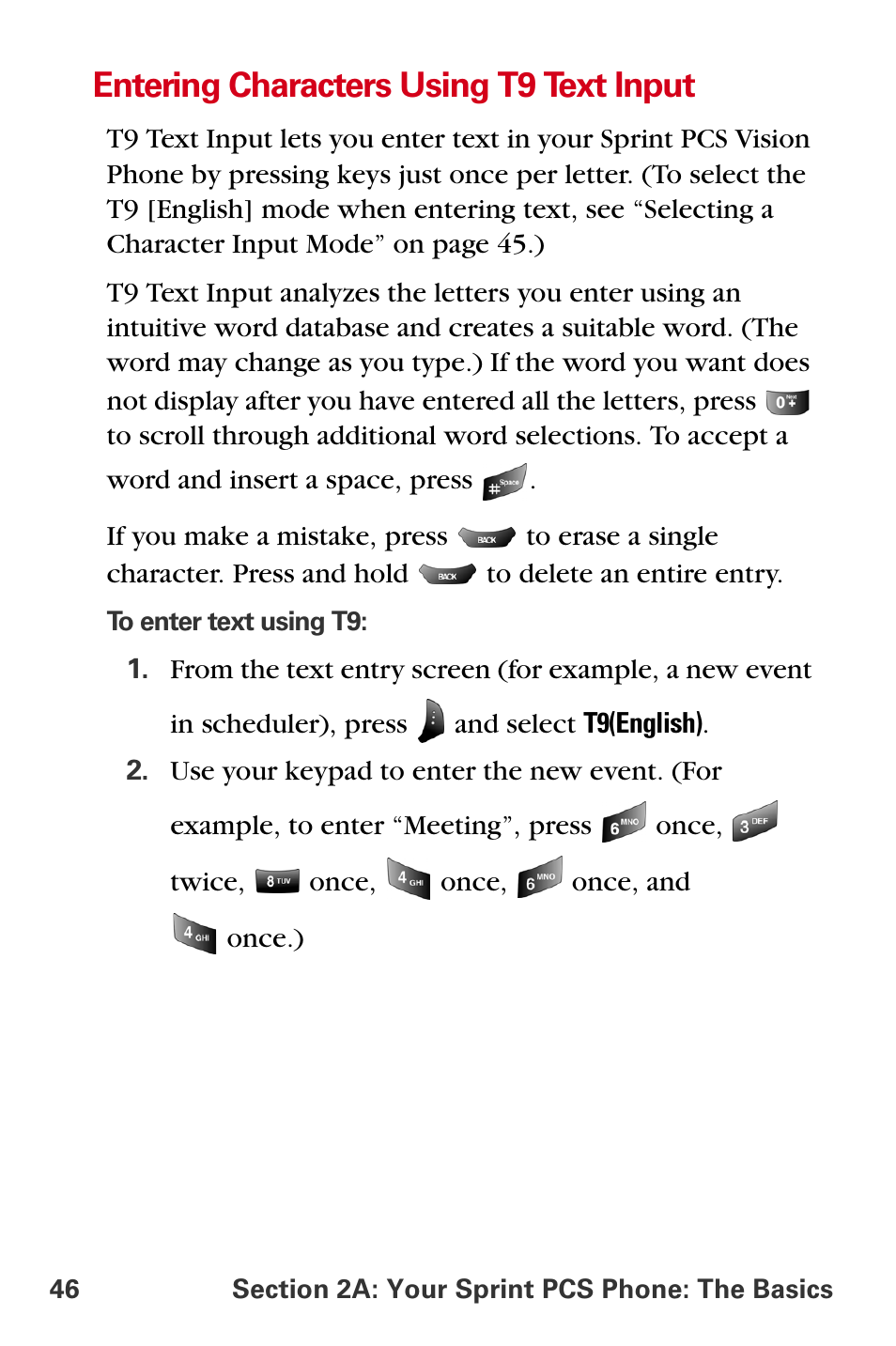 Entering characters using t9 text input | Samsung A840 User Manual | Page 58 / 273