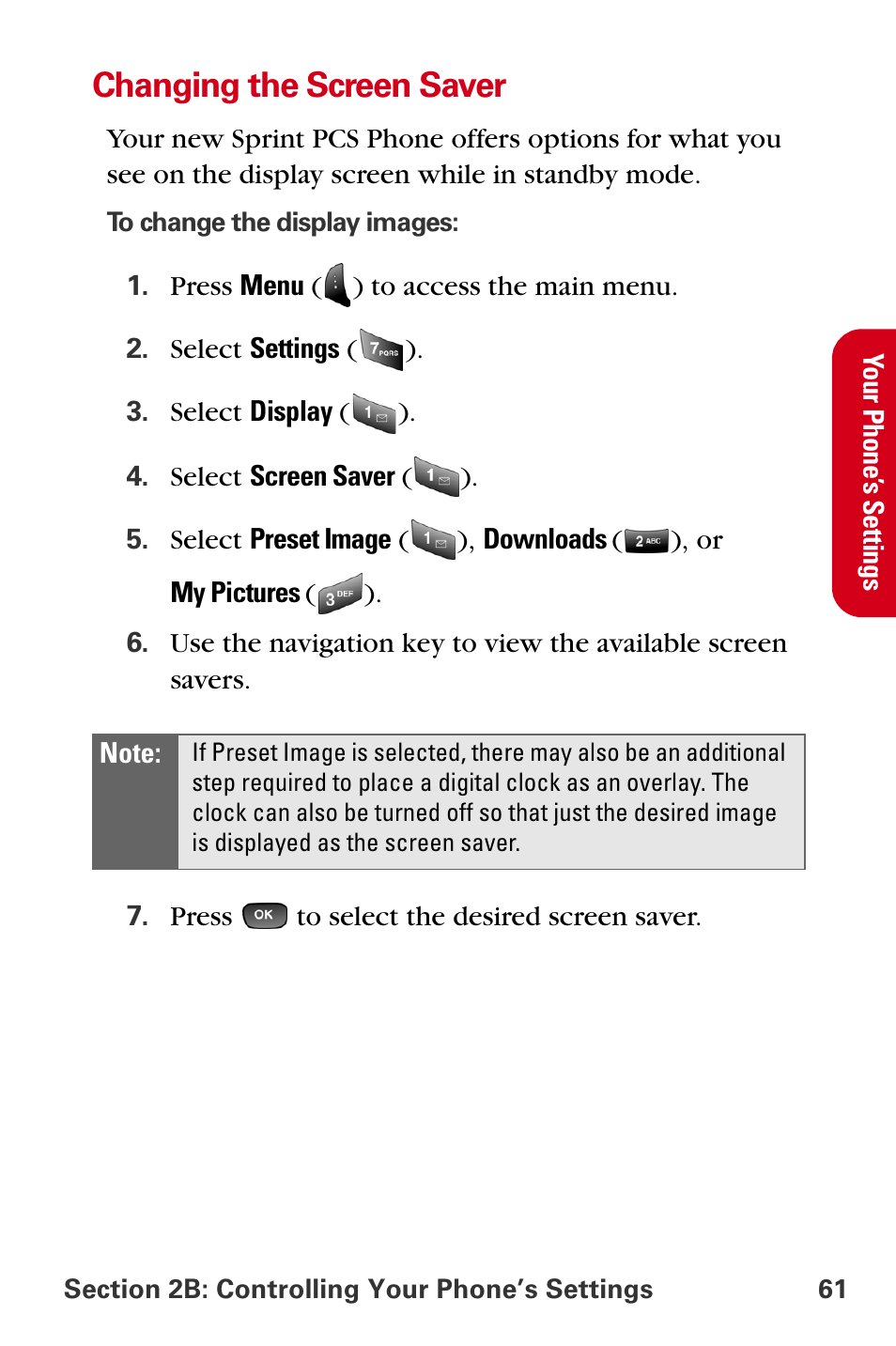 Changing the screen saver | Samsung A840 User Manual | Page 73 / 273