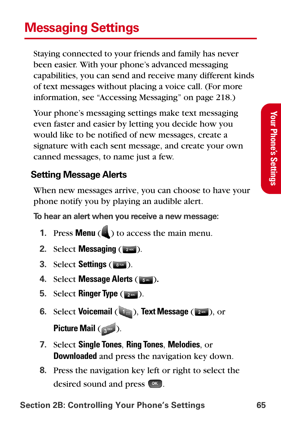 Messaging settings | Samsung A840 User Manual | Page 77 / 273