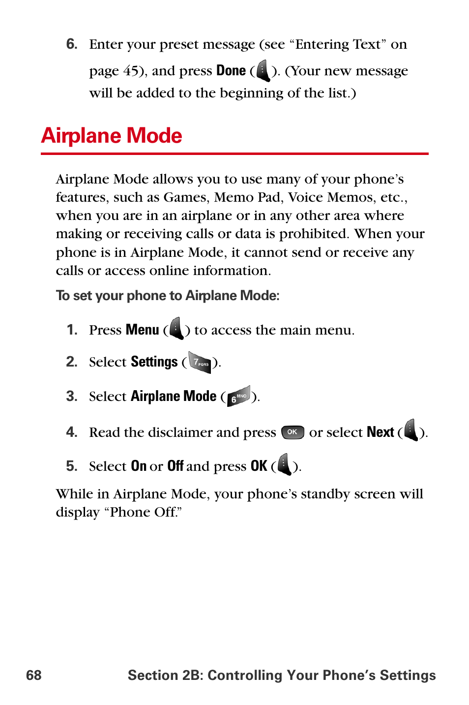 Airplane mode | Samsung A840 User Manual | Page 80 / 273