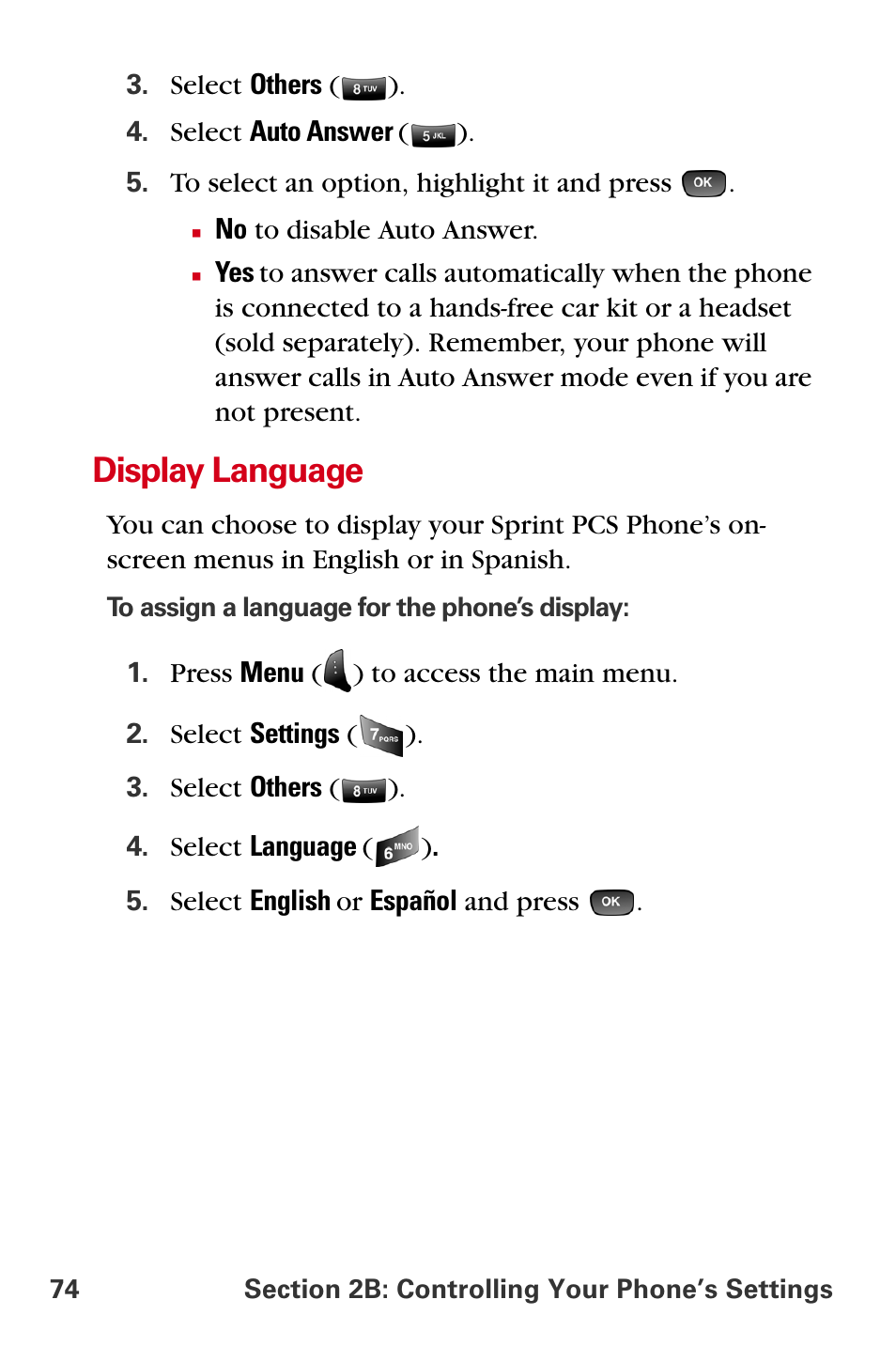 Display language | Samsung A840 User Manual | Page 86 / 273