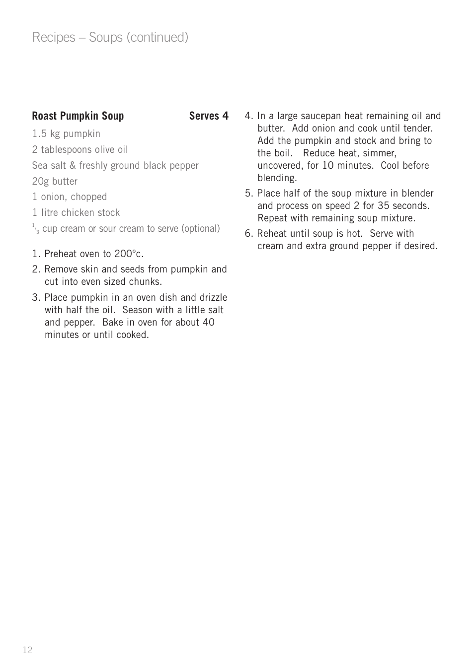 Recipes – soups (continued) | Sunbeam PB7600 User Manual | Page 14 / 27