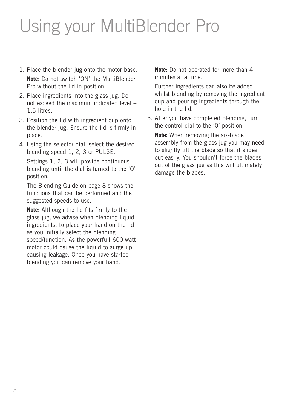 Using your multiblender pro | Sunbeam PB7600 User Manual | Page 8 / 27