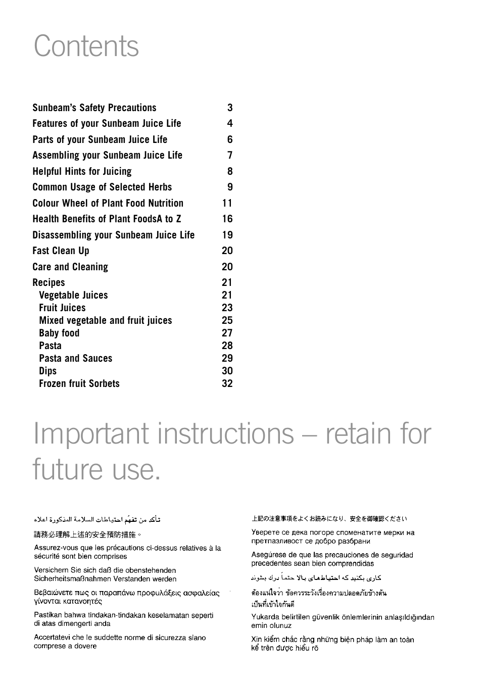 Sunbeam JS7300 User Manual | Page 2 / 36