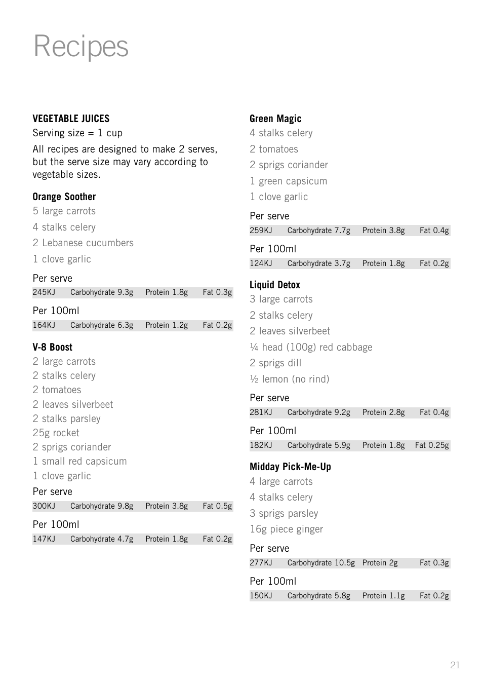 Recipes | Sunbeam JS7300 User Manual | Page 21 / 36