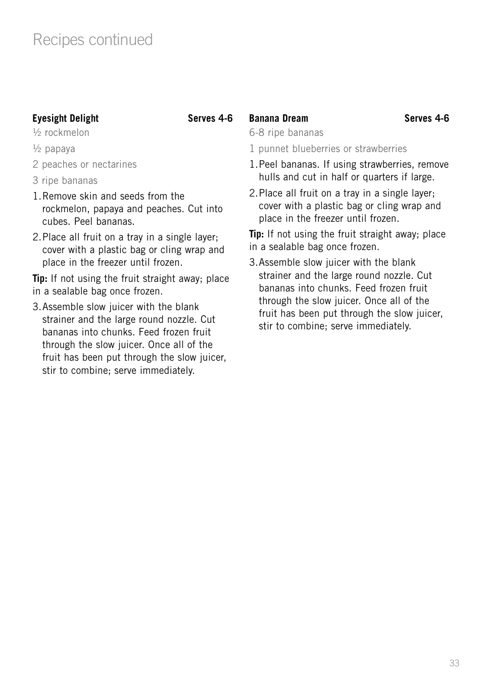 Heading, Recipes continued | Sunbeam JS7300 User Manual | Page 33 / 36