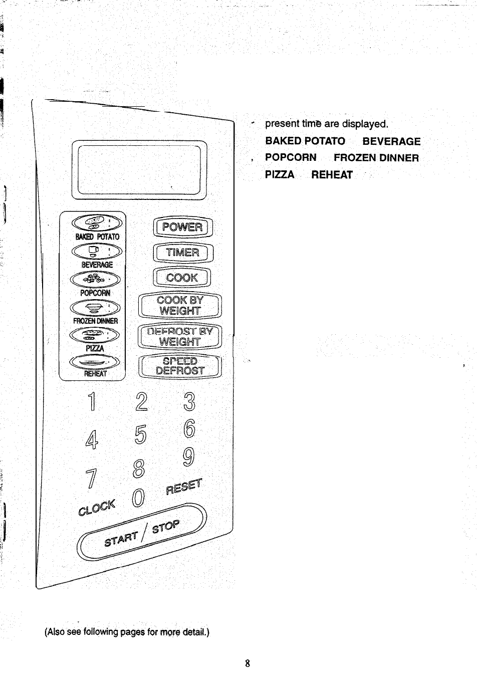 Control panel | Sunbeam SMW1100 User Manual | Page 9 / 16