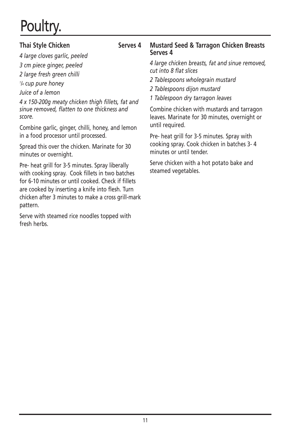 Poultry | Sunbeam GC2600 User Manual | Page 10 / 13