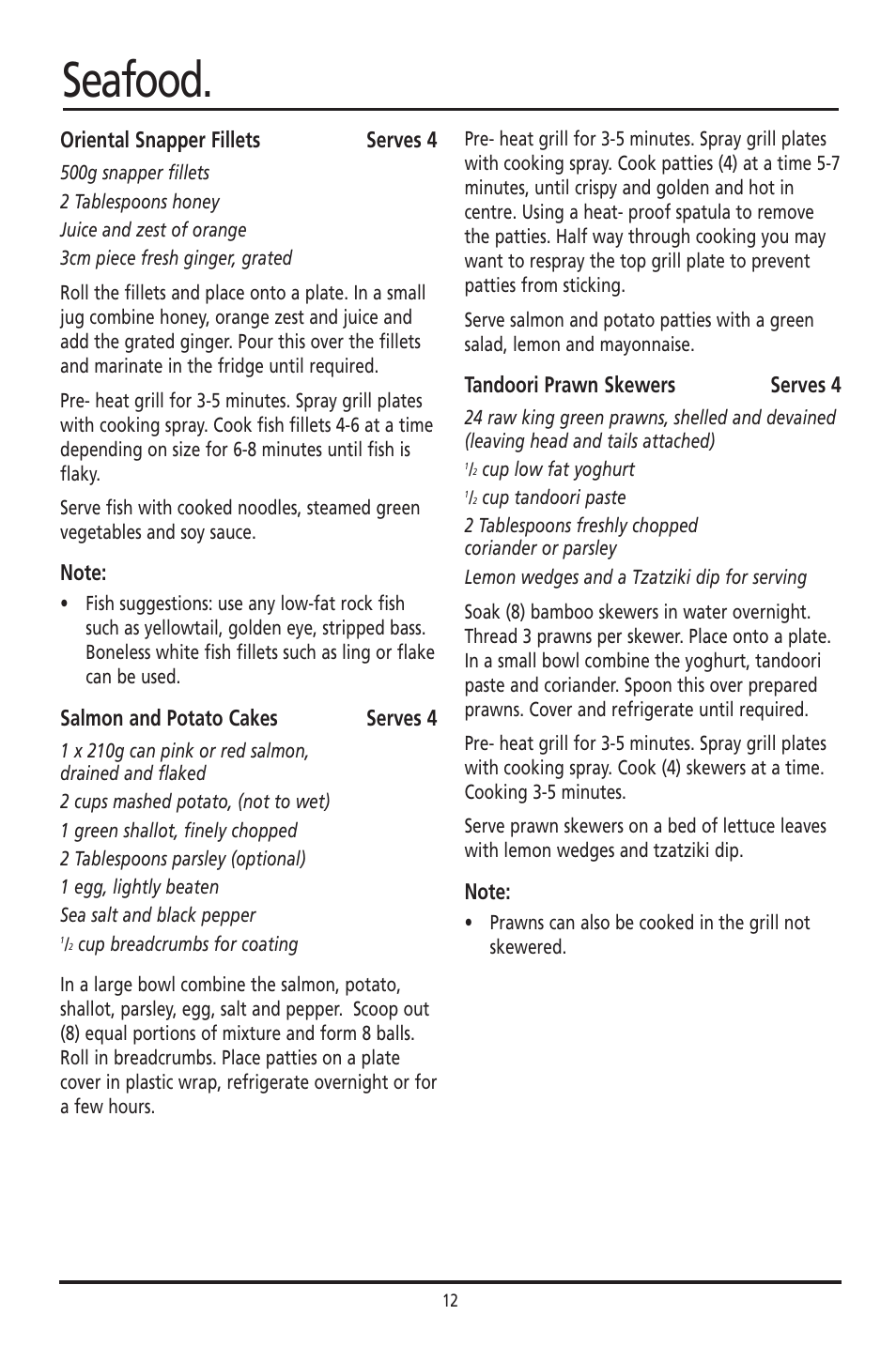 Seafood | Sunbeam GC2600 User Manual | Page 11 / 13