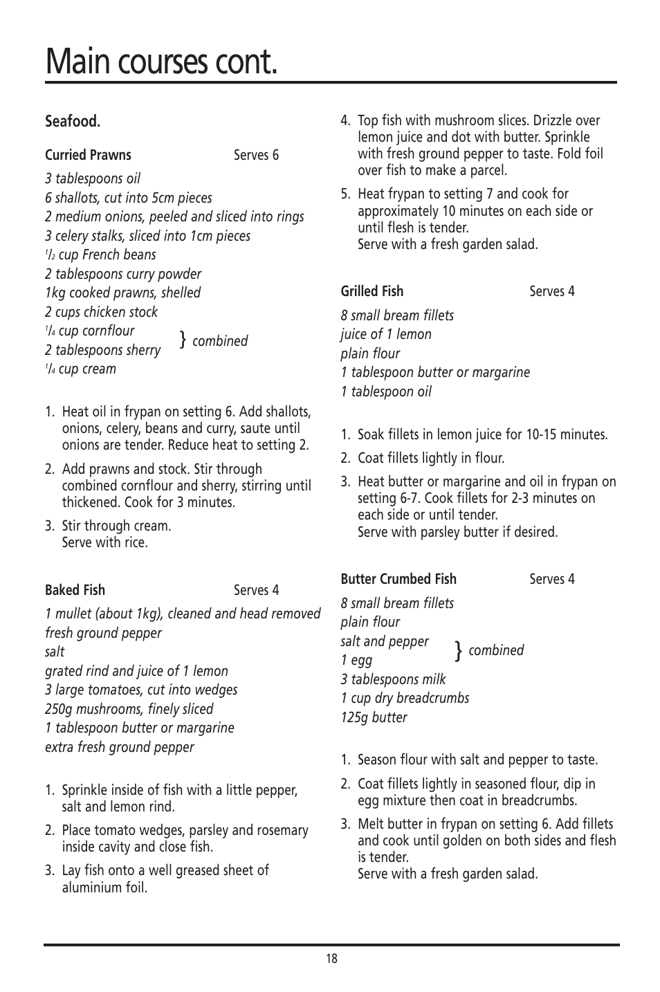 Main courses cont | Sunbeam FP8610 User Manual | Page 18 / 21