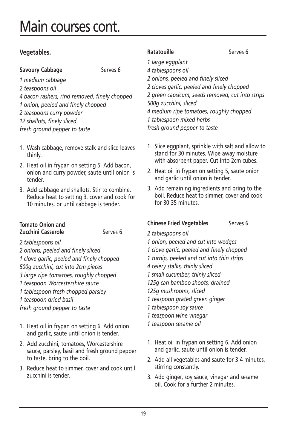 Main courses cont | Sunbeam FP8610 User Manual | Page 19 / 21