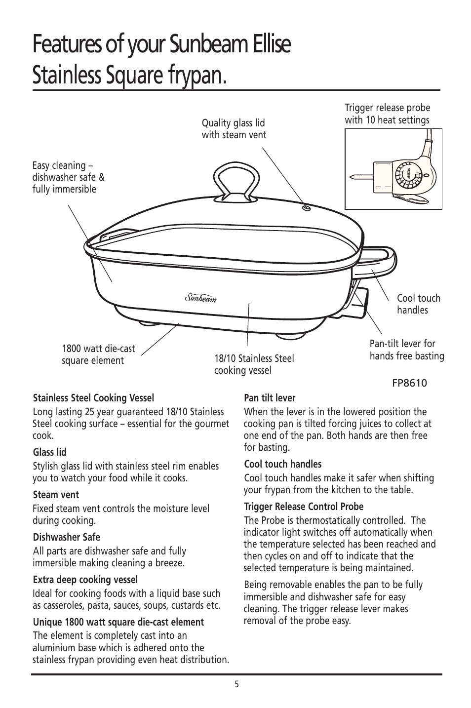 Sunbeam FP8610 User Manual | Page 5 / 21